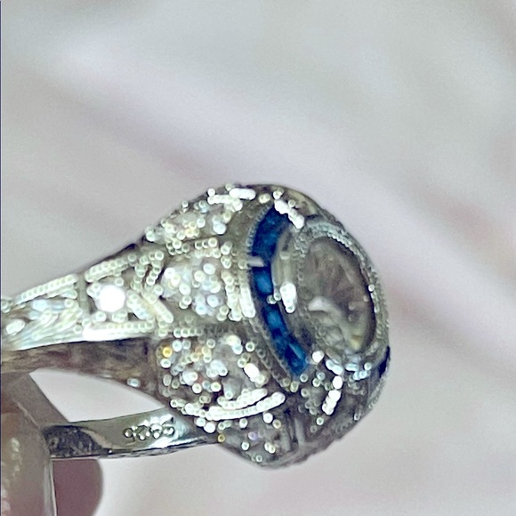 5A & 925 Sterling See video! Antique Sapphire 925 & 5A vintage ring! 6-155 - Picture 7 of 10